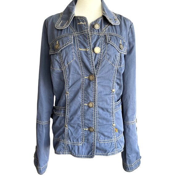 Twill Twenty Two 22 Size Medium Anthropologie Navy Cotton Jacket Unique Details - Picture 1 of 10